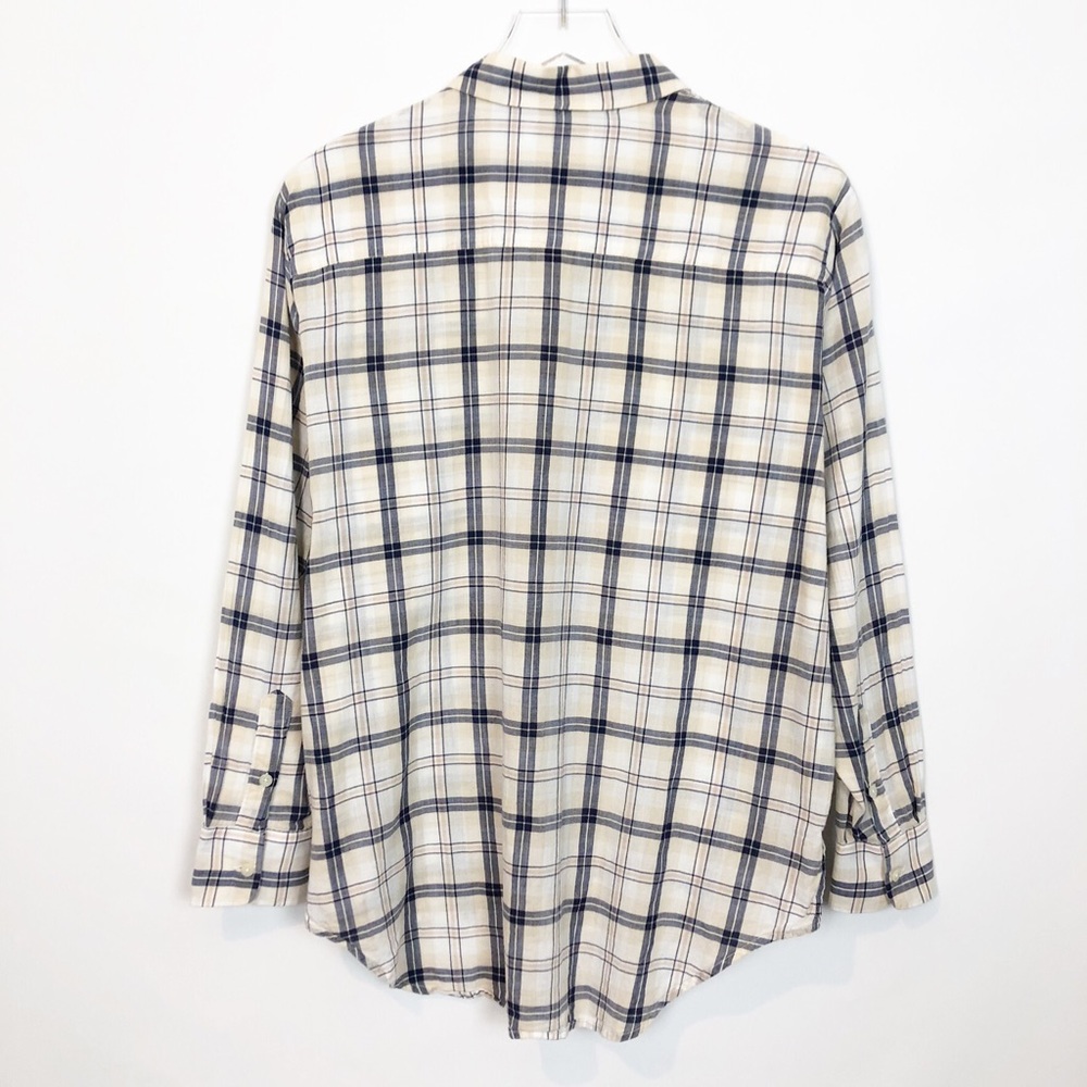Madewell Cream Boyfriend Plaid Button Down Small - Picture 2 of 7